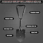 Digging Shovel - 24'' Lightweight Folding Shovel High Carbon Steel Portable Digging Trowels for Outdoor Camping Backpacking Hiking Car EmergencHome Garden (Black