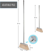 Indoor & Outdoor Brooms, VOOWO 46” Kitchen Broom with Long Handle, Heavy Duty Brooms for Home Kitchen Broom for Office, Angle Brooms for Sweeping with Stainless Steel Handle