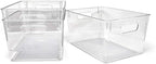 Isaac Jacobs 3-Pack Large Clear Storage Bins with Handles, Plastic Organizer for Home, Room, Office, Fridge, Kitchen/Pantry Non-Slip Container Set, Food Safe, BPA Free (3-Pack, Large)