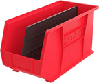 Akro-Mils 30265 AkroBins Plastic Storage Bins, Space-Saving Stackable Bins for Garage, Pantry, Craft Organization, 18-" x 8.25-" x 9-", Red, 6-Pack