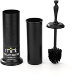 J&V TEXTILES Toilet Brush, Toilet Bowl Brush with Extra Long Handle Durable Bristles Toilet Scrubber and Covered Holder for Toilet Brush Set for Bathroom Cleaning (Matte Black)