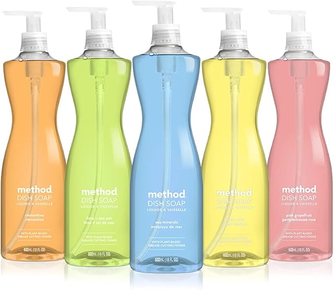 Method Gel Dish Soap, Lime + Sea Salt, Tough on Grease, 18 Fl Oz (Pack of 4)