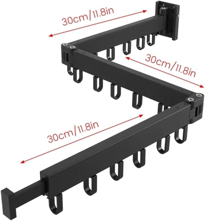 Clothes Drying Rack Wall Mounted Retractable, Aluminum Collapsible Laundry Organizer, Space-Saver Hanger Holds Quilts for Bedroom Bathroom Balcony (Grey)