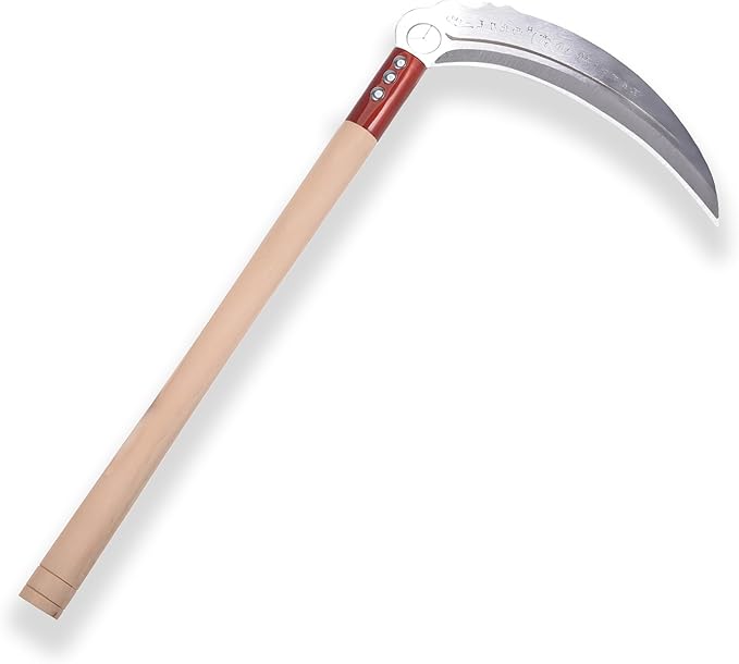1pce 410mm/16.14in Carbon Steel Billhook Brush Clearing Sickle for Grass,Weeding Tools for Garden,Curved Sawtooth Sickle,Machete Axe for Cutting Trees,Steel Blade Knife in Hand