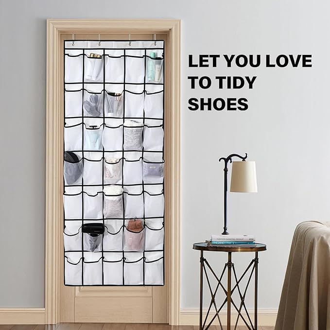 40 Mesh Pocket Over the Door Shoe Organizer,Hanging Shoe Rack for Closet Storage Holder for Dorm Room College Classroom Storag(Grey)