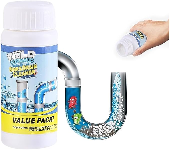 Wild Sink and Drain Cleaner Powder | Rapid-Foam Fast-Acting Pipe Declogger for Kitchen, Bathroom, Toilet, Shower Drain Maintenance (1 PC (3.88oz))