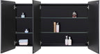 Bathroom Mirror Medicine Cabinet with Round Corner Framed Door 48 x 30 inch, Black，Recessed or Surface Mount, with Adjustable Glass Shelves