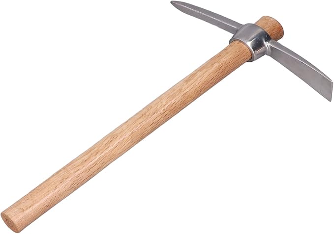 LIANGLIDE Pick Axe Tool Garden Hoe Detachable Pickaxe Hoe Stainless Steel Pickaxe Hoe with Wooden Handle Heavy Duty Wood Pick Axe Garden Mattock Tool for Transplanting Digging Planting Loosening Soil