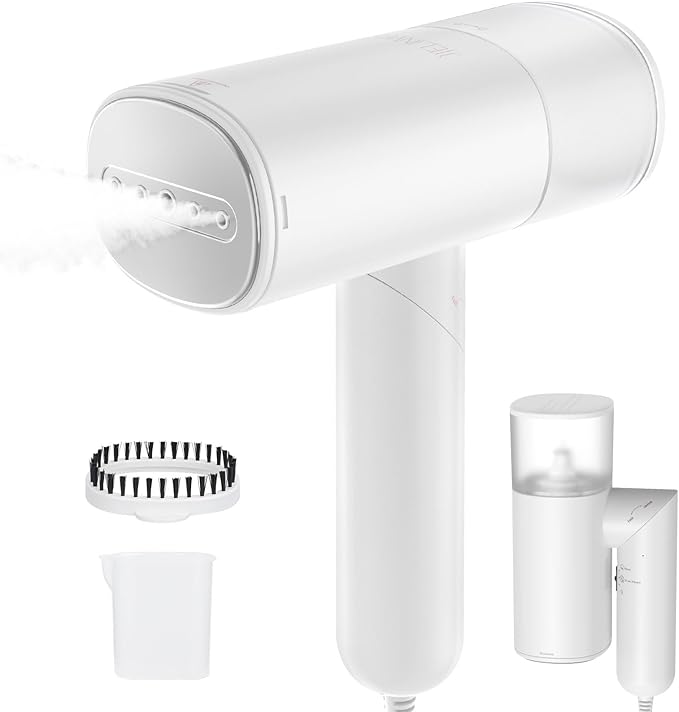 Handheld Steamer for Clothes, 1200W Foldable Travel Steamer, 20 Sec Preheat Garments Wrinkle Remover, 120V Portable Hand Iron with 150ml Water Tank, Clothes Steamer for Home Travel-White