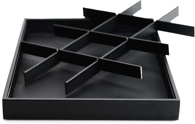 Oirlv Black Leather Jewelry Display Tray 12 Grid Jewelry Drawer Organizer Bracelet Bangle Organizer Independent Storage