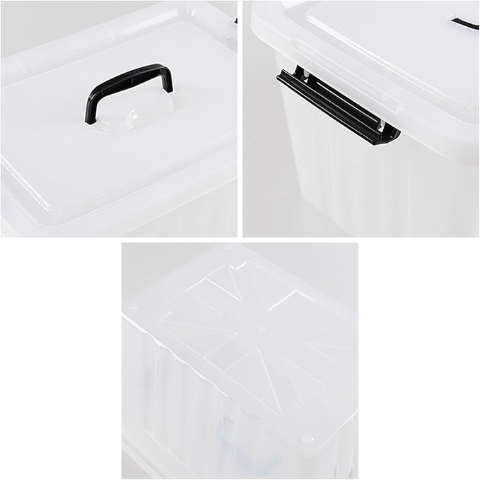 Bringer 4-Pack Clear Plastic Latching Storage Box, 18 L Storage Bin with Handle