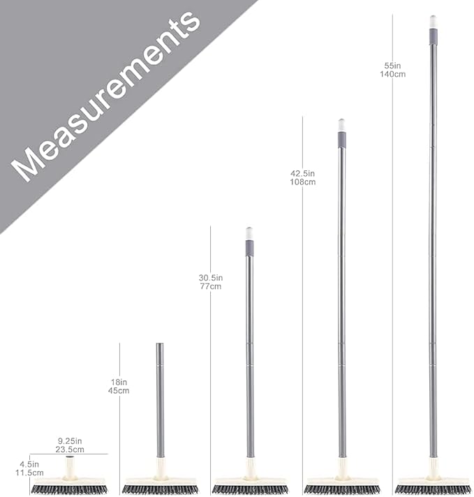 Grout Scrub Brush with Long Handle, Swivel Grout & Corner Cleaning Brush for Tile Floors, Stiff V-Shaped Bristle Grout Cleaner Brush for Grout Line, Deep Grooves, Walk in Shower, Bathroom and Kitchen