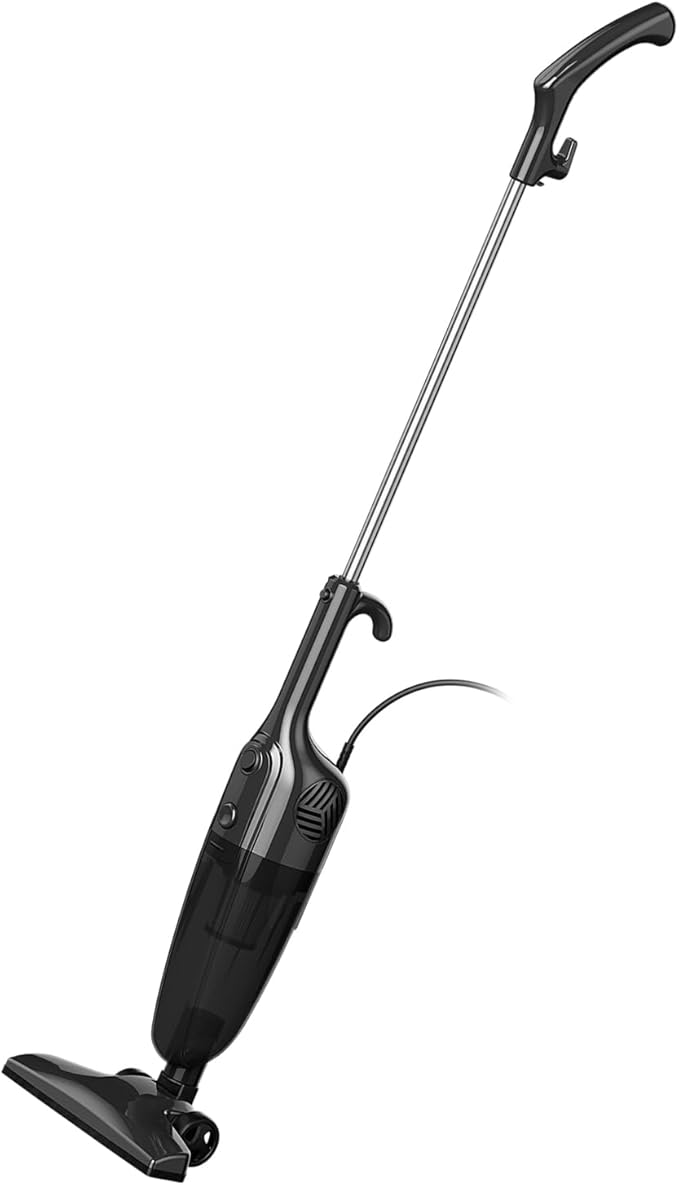 Corded Stick Vacuum Cleaner, Lightweight High Power Handheld Vac with Crevice Tool for Home, Apartment, Carpet, Pet Hair & Hardwood Floors, Black