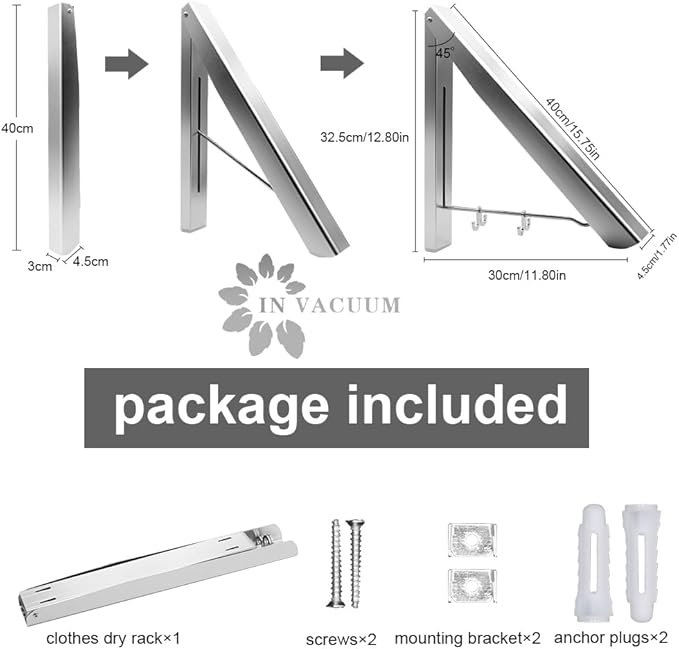 IN VACUUM Drying Racks for Laundry Foldable, Retractable Clothes Folding Indoor, Aluminium, Home Storage Organizer Wall Hanger for Clothes (1 Racks, Silver)