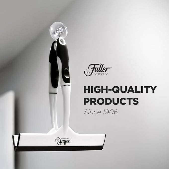 Fuller Brush Easy Grip Handheld Squeegee - for Shower Walls, Doors, Tub Surfaces, Windows, Mirrors & Vehicle Windshields - ThermoPlastic Rubber Blade - Comfort Grip Handle with Built-in Finger Groove