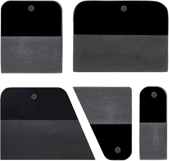 PPF Squeegee Kit 5 in 1 Anti-Scratch Soft TPU Scraper for Vinyl,Small Tint Squeegee Water Blade Scraper for Paint Protection Film,Vinyl Wrap Window Tint Tools (Black Magnet)