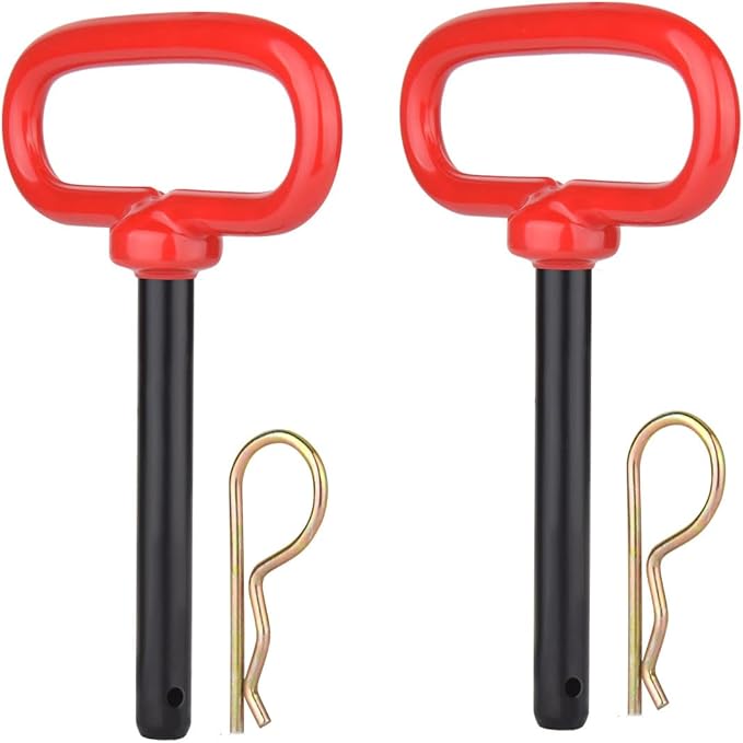 3/8" x 4" Inch Trailer Hitch Pin and Clip Towing Hitchs Red Handle Hitch Pin Accessories for Tractors,Clevis Pin 2PCS