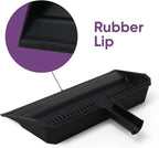 Superio 2-Pack Wide Plastic Dustpan with Comb - 16" Wide, Rubber Lip, Broom Handle Clip, Black
