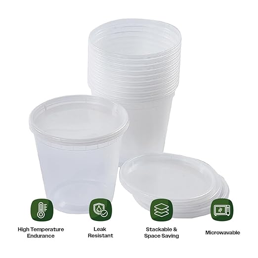 CIAO! 24OZ PP Injection Molded Soup-Deli Container with LLDPE Lid, Microwavable and BPA Free (240/240 combo pack)