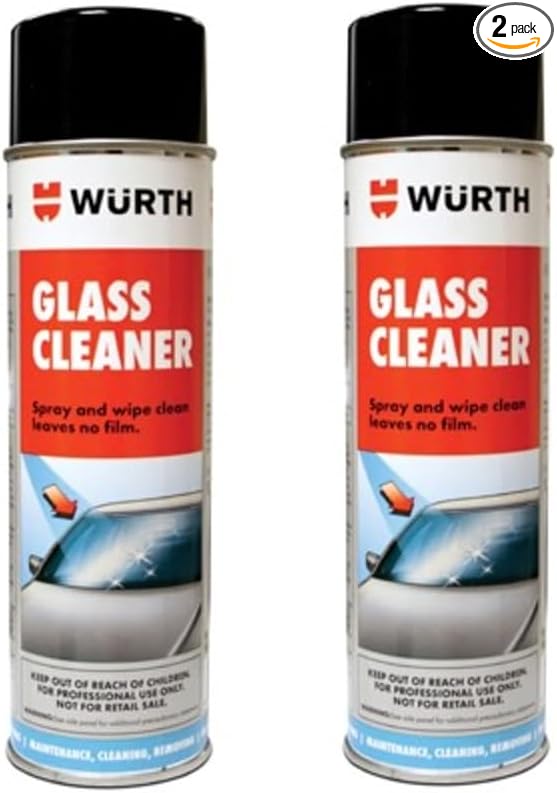 AquaNation Listing For Wurth Glass Cleaner 19oz – Ammonia-Free Streak-Free Foam Spray for Tinted Windows, Mirrors, Windshields, Chrome & More – Fresh Scent, Safe Formula – Pack of 2