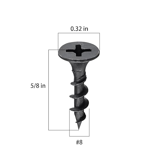 (340 pcs)#8X5/8 Black Fastener Drywall Screws-Phillips with coarse Threaded tip, Black, Suitable for Drywall Slate, Wood, etc.(1 pounds)