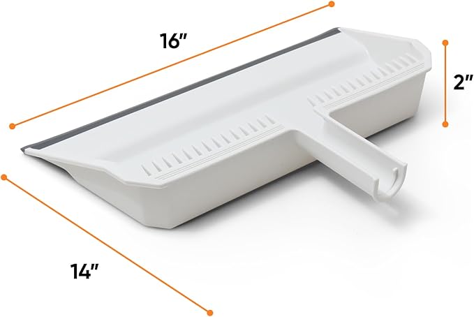 Superio 2-Pack Wide Plastic Dustpan with Comb - 16" Wide, Rubber Lip, Broom Handle Clip, White