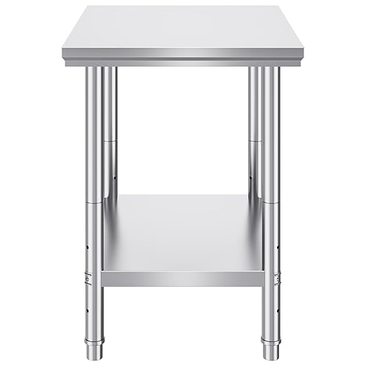 Mophorn Commercial Worktable & Workstation 24 x 30 x 32 Inch Stainless Steel Work Table Heavy Duty Commercial Food Prep Work Table for Home, Kitchen, Restaurant Metal Prep Table with Adjustable Feet