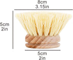 Classic Dish Brush Replacement Head 3 Packs, Natural Bristle Tampico Fiber for All Purpose Cleaning, Kitchen Scrubber