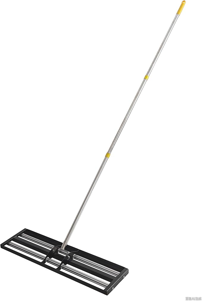 36"x10"Lawn Leveling Rake with Aluminum Rollers, Stainless Steel Yard Lawn Leveler Tool with Adjustable Long Handle, Yard Leveling Rake Suit, Levelawn Tool for Soil, Grass, Golf Course, Garden, Farm