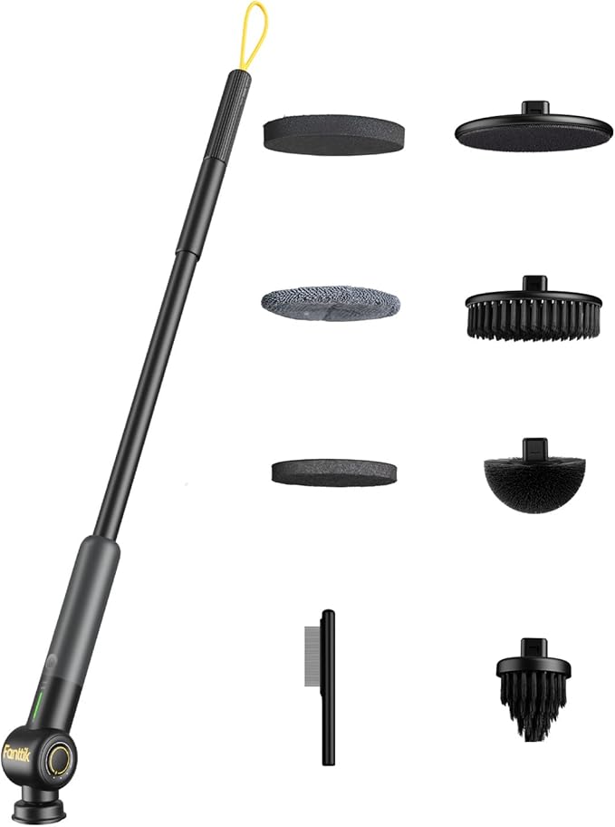 Fanttik VoltiPulse G9 Pro Electric Scrubber, Dual-Speed Rotary Cleaner with 6 Brush Heads, Adjustable Angle & Extendable Handle, IPX7 Waterproof, Type-C Charging for Bathroom, Tile, Grout