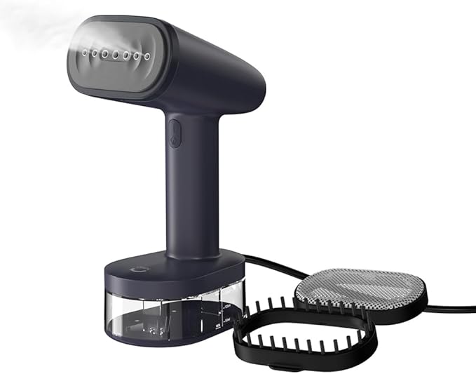 HubiCare Steamer for Clothes, 1500W with Large 250ml Tank, Handheld Clothing Steamer, Fabric Wrinkle Remover, Portable & Compact Travel Size Garment Steamer ONLY FOR 120V (Navy)