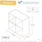 4 Cube Organizer Bookcase - Fabric Storage Bins Container, Open Shelf Simple Compartments Bookshelf, White