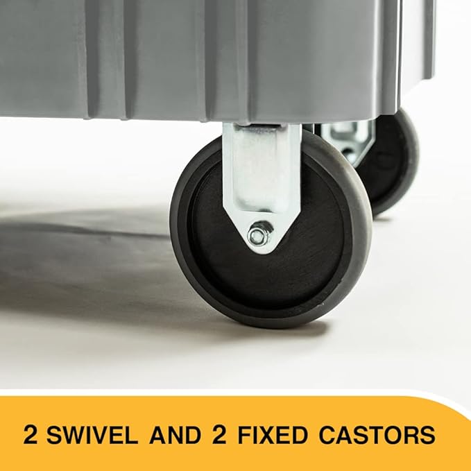 Olympia Tools 2-Shelf Plastic Utility Cart - Supports Up to 500 lbs, Ergonomic Handle - Heavy Duty Plastic Utility Cart - Great for Warehouse, Garage, Manufacturing, Cleaning (Grey)