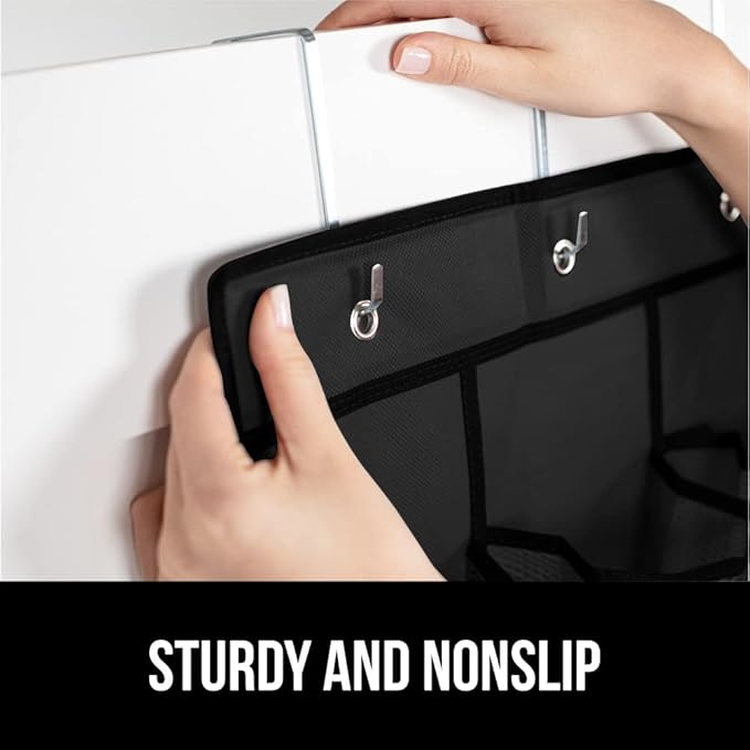 GORILLA GRIP Over the Door Shoe Organizer, 2 Pack, 24 Breathable Mesh Pockets, Space Saving Hanging Storage Holder, Closet Rack Hanger Holds Up to 40 lbs, Hangs on Closets, Shoes, Accessories, Black