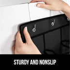 GORILLA GRIP Over the Door Shoe Organizer, 12 Large Breathable Mesh Pockets, Space Saving Hanging Storage Holder, 2 Hook Closet Rack Hanger, Hangs on Closets for Shoes, Accessories, 64H x 9.5W Black