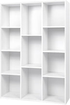 Whitmor 11 Cube Storage Organizer, 4 Tier Stackable Bookcase, Open Storage Display Bookshelf, Storage Cabinet for Living Room, Bedroom, Home, Office, 29.1" L x 9.4" W x 41.7" H, White