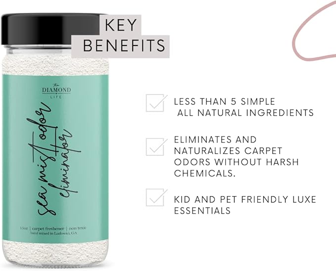 Home "Sea Mist" Carpet Deodorizer Powder For Home, Vaccuuming Upholstery, Pet Urine, Dog Bed/Cat Litter Box– Eliminates Odors Naturally, Pet-Friendly- Cotton Blossom & Linen