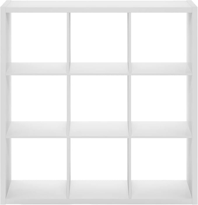 Furinno Cubicle Open Back Decorative Cube Storage Organizer, 9-Cube, White
