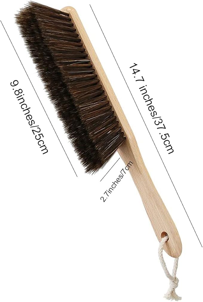 Wooden Handle Brush Hand Broom Household Cleaning Brush Soft Bristles Dusting Brush for Bed,Sofa,Furniture,Clothes,Car