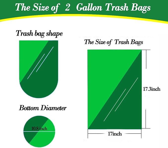 Hommaly 2 Gallon (1.8-2 Gal)120 pcs Small Clear Trash Bags, Strong 1.8 Gallon Garbage Bags, Bathroom Trash Can Bin Liners Unscented, Mini Plastic Bags for Office, Waste Basket Liner,Fit 6,7,8 Liters