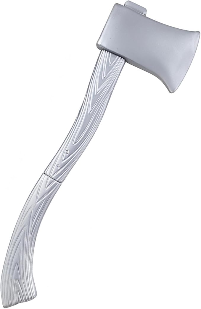 24 inch Silver Plastic Axe Prop – Fake Costume Hatchet, 2-Piece Detachable Design, Halloween Party Decoration & Cosplay Toy Weapon Great for Family Use