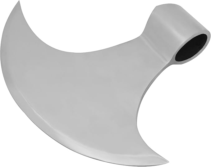 Mythrojan Viking Axe Head Medieval Axe Head with Highly Polished Carbon Steel Axe Head for Historical Reenactments, Renaissance Costumes, LARP, SCA - 9 inch, Silver