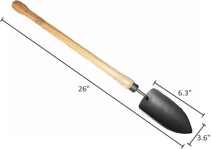 DeWit Drop Grip Trowel – Long-Handle Garden Trowel for Extra Leverage – Forged Steel Blade & Ash Wood Handle – Ideal for Raised Beds & Seniors