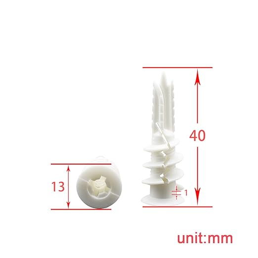 cSeao 60pcs #8 x 1-1/4'' Drywall Anchors, Wall Anchors and Screws for Drywall, 75LB Hanging and Mounting, 30pcs Threaded Plastic Sheetrock Anchors and #8 Screws