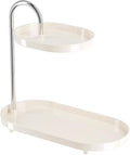Bathroom Sink Vanity Trays, Skincare Storage Rack Small Countertop Perfume Organizer Lazy Susan Makeup Organizer, White