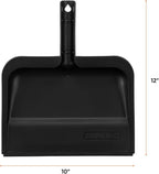 Superio Clip-On Dustpan with Rubber Lip - 10-inch Wide Durable Plastic Dust Pan with Comfort Grip Handle, 2-Pack (Black)