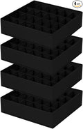 Underwear Organizer 4 Pack, 24 Cell Sock Drawer Organizer Divider, Sock and Underwear Drawer Organizer Foldable Tie Organizer for Socks, Underwear, Belts, Ties. (Black)