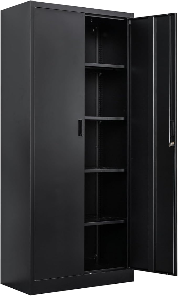 Storage Cabinet, 72 Inch Tall Metal Storage Cabinet with Doors and Shelves,Heavy Duty Metal Cabinet, Pantry Cabinets for Kitchen Storage, Garage Cabinet for Living, Dining Room