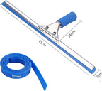 45cm 18in Window Squeegee with 105cm 42in Spare Silicone Rubber Blade (Blue, 18in/45cm+Blade)
