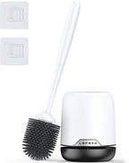 Lefree Silicone Toilet Brush,Rubber Toilet Bowl Brush and Holder Set with Ventilated Holder, Toilet Cleaner Brush for Bathroom,Floor Standing & Wall Mounted Toilet Scrubber Without Drilling